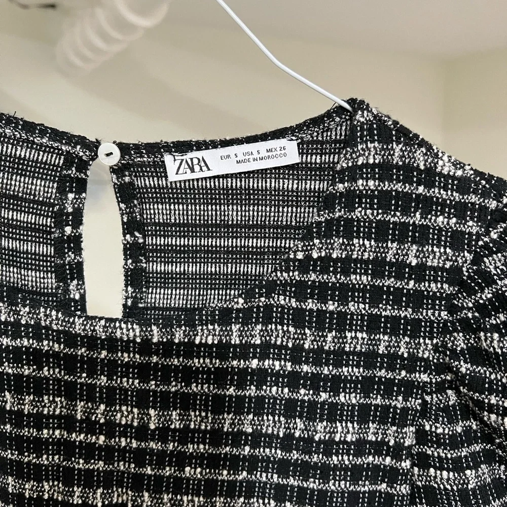 ZARA Puff Sleeve Black Mini Dress - Picture 2 of 3